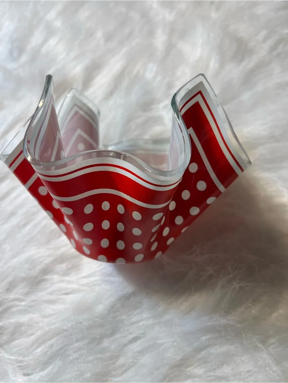 Chance Brothers Red/White Polka Dot Handkerchief Vase